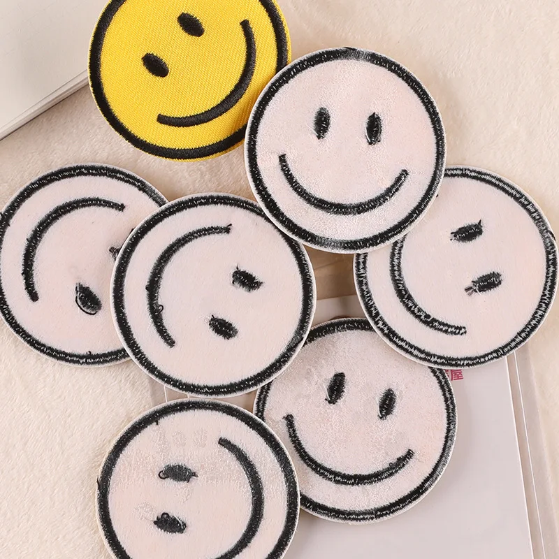 FZdiy Patches for Clothing Cartoon Smiling Face Thermoadhesive Patch Iron on Patches Embroidery Applique on Clothes