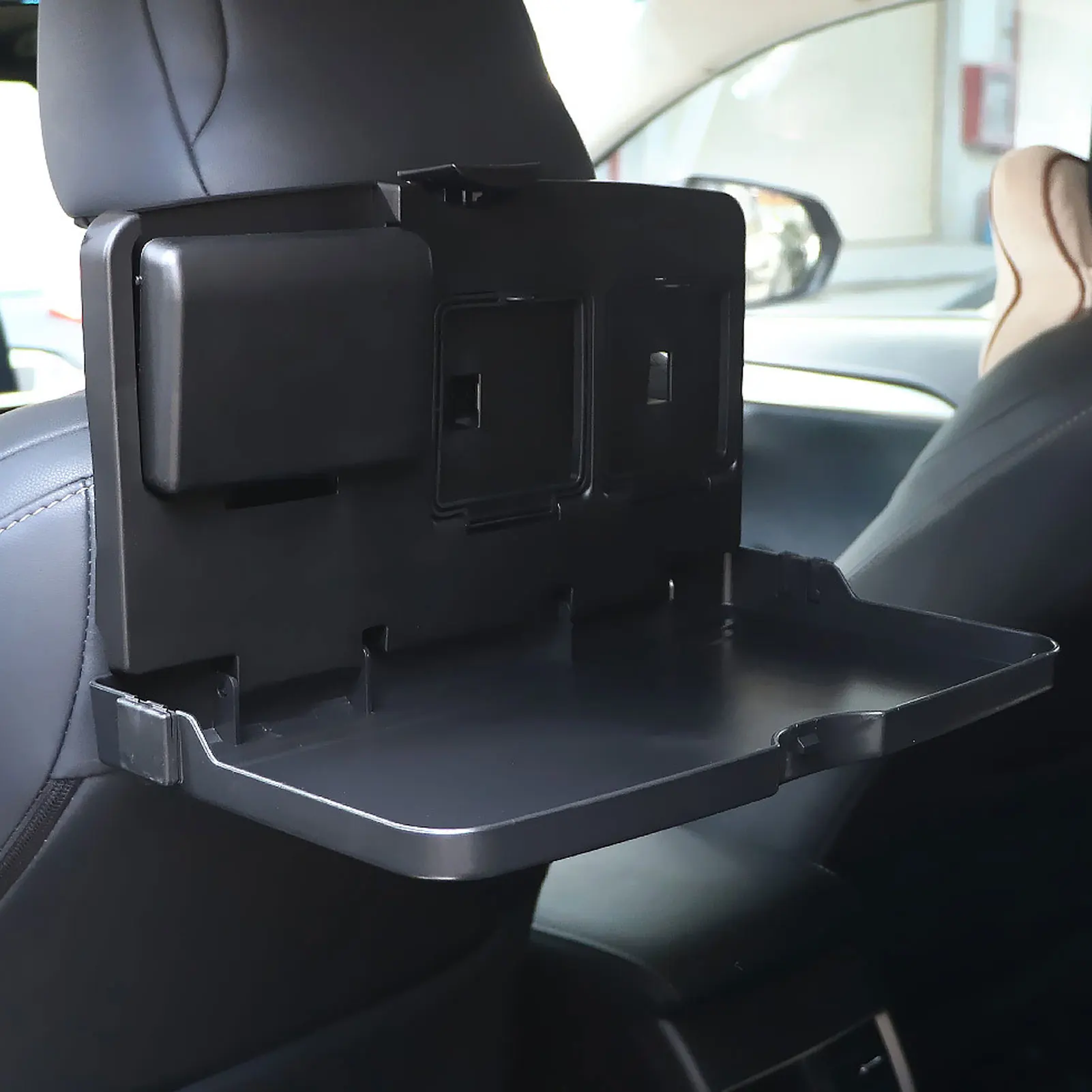 Car Back Seat Tray Table Foldable Auto Backseat Food Trays Desk Multifunctional Travel Tray with Phone Holder for Working Eating