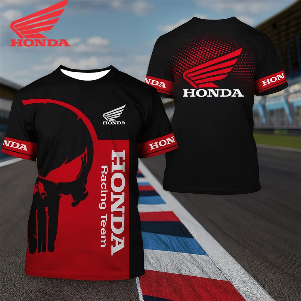 

2025 Hot-selling men's Honda motorcycle and racing logo 3D printed quick-drying t-shirts, lightweight, sweat-wicking cycling top