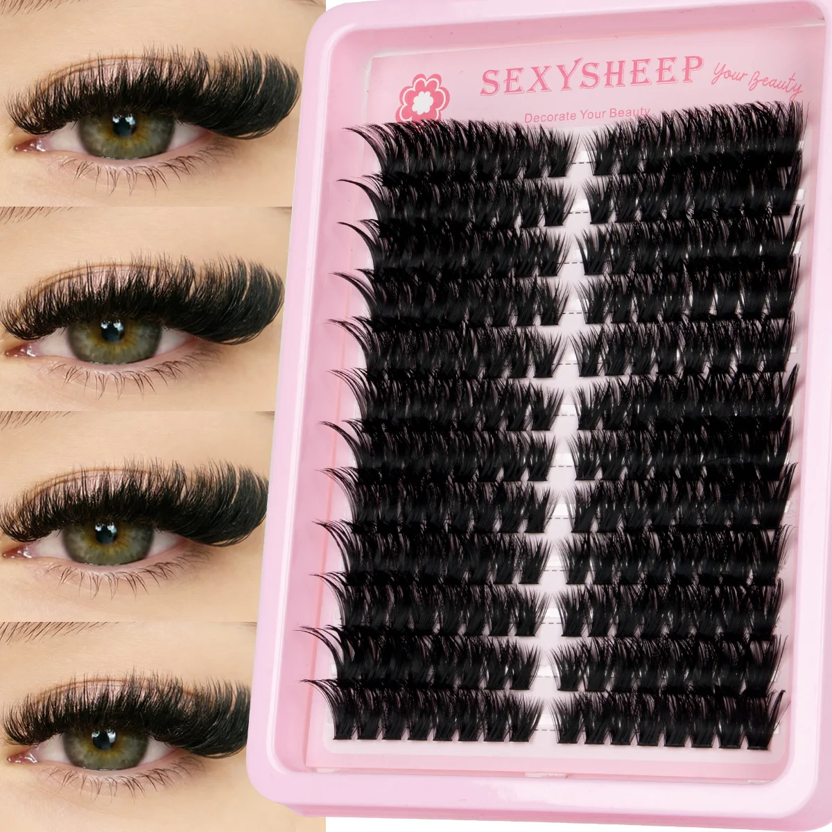 Dicke Wimpernbüschel DIY Wimpernverlängerung für Volumen, D-Curl Einzelwimpern, dramatische Nerz-Wimpern, weicher Band – Detail 8