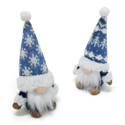 2Pcs Christmas Ornament Gnome Doll Blue Faceless  Doll Snowflake Rudolf GoblinChristmas Decoration Figurine Christmas Decoration