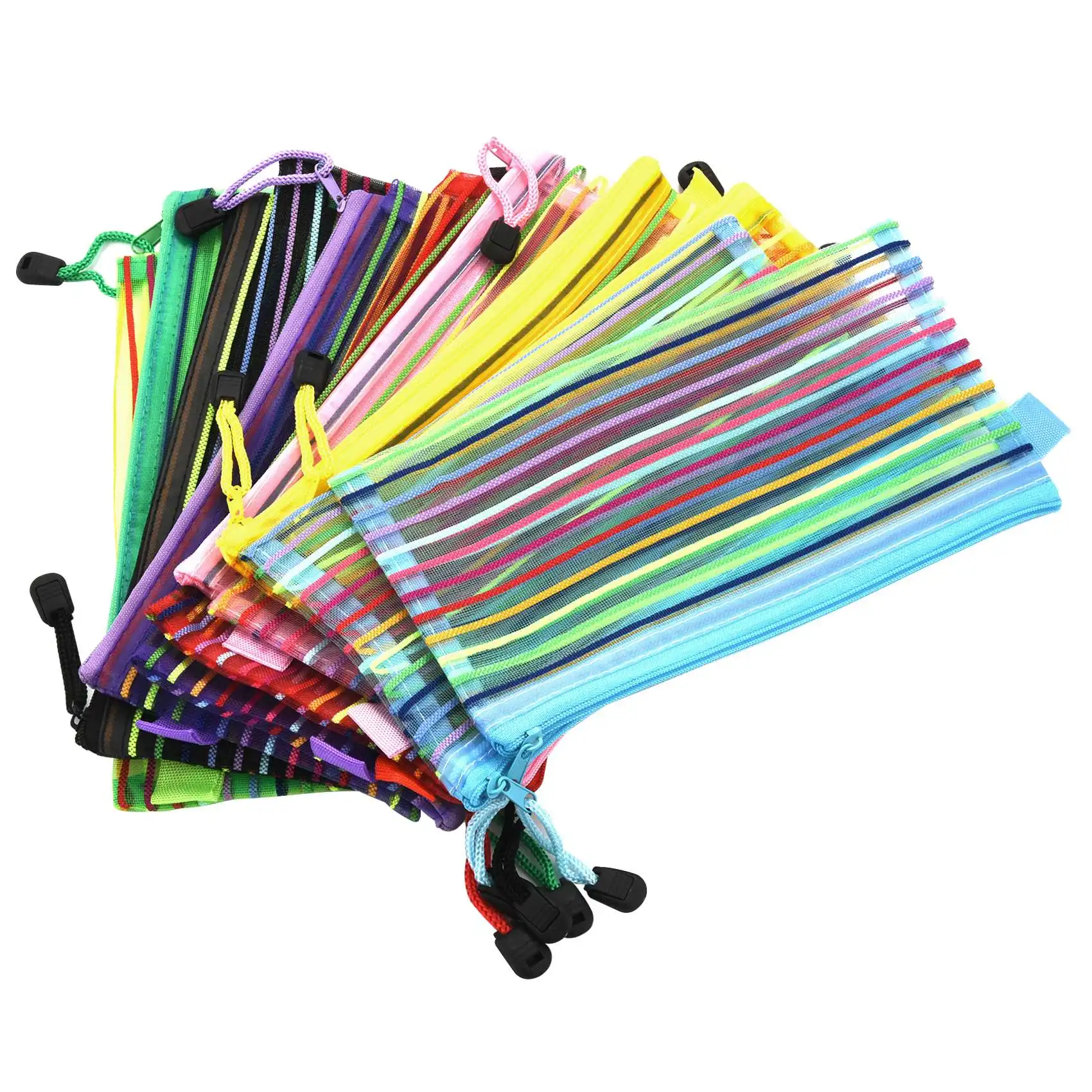 【CYBER MONDAY】A6 Zipper Mesh Pouch, Colorful Pencil Pen Bag Document Bag Storage Pouch for Travel Makeup, Offices Supplies, Trav
