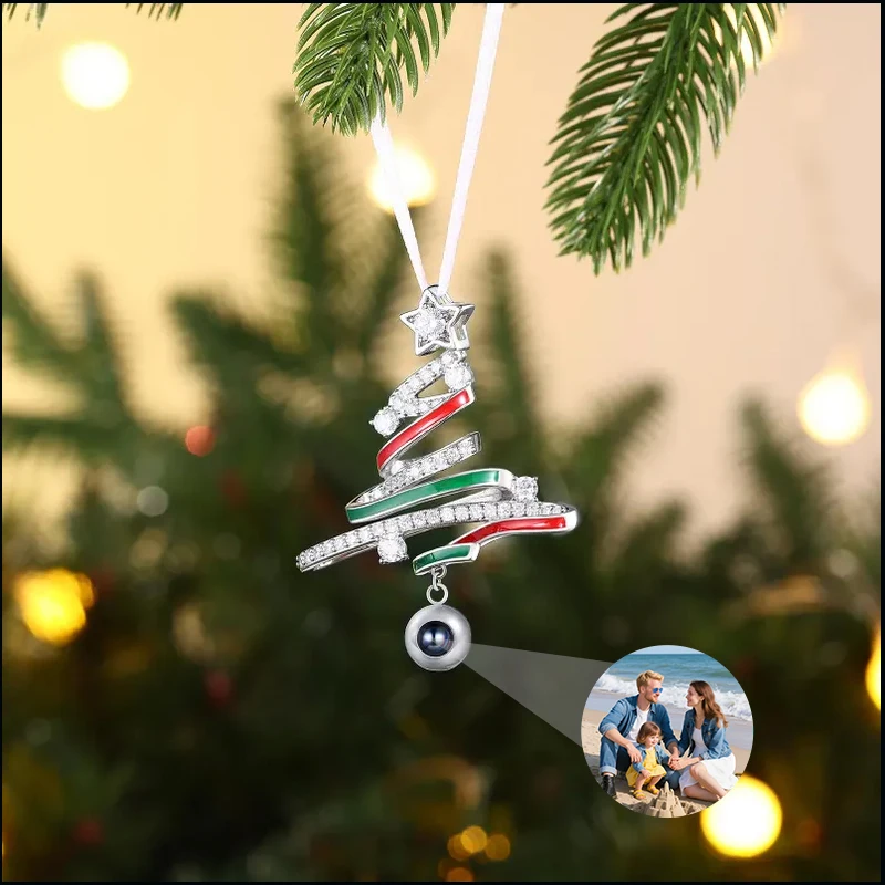 

Рождественский проекционный орнамент, персонализированное фото, декор для рождественской елки, семейные фотоподвесные украшения, мемориал в любящей памяте