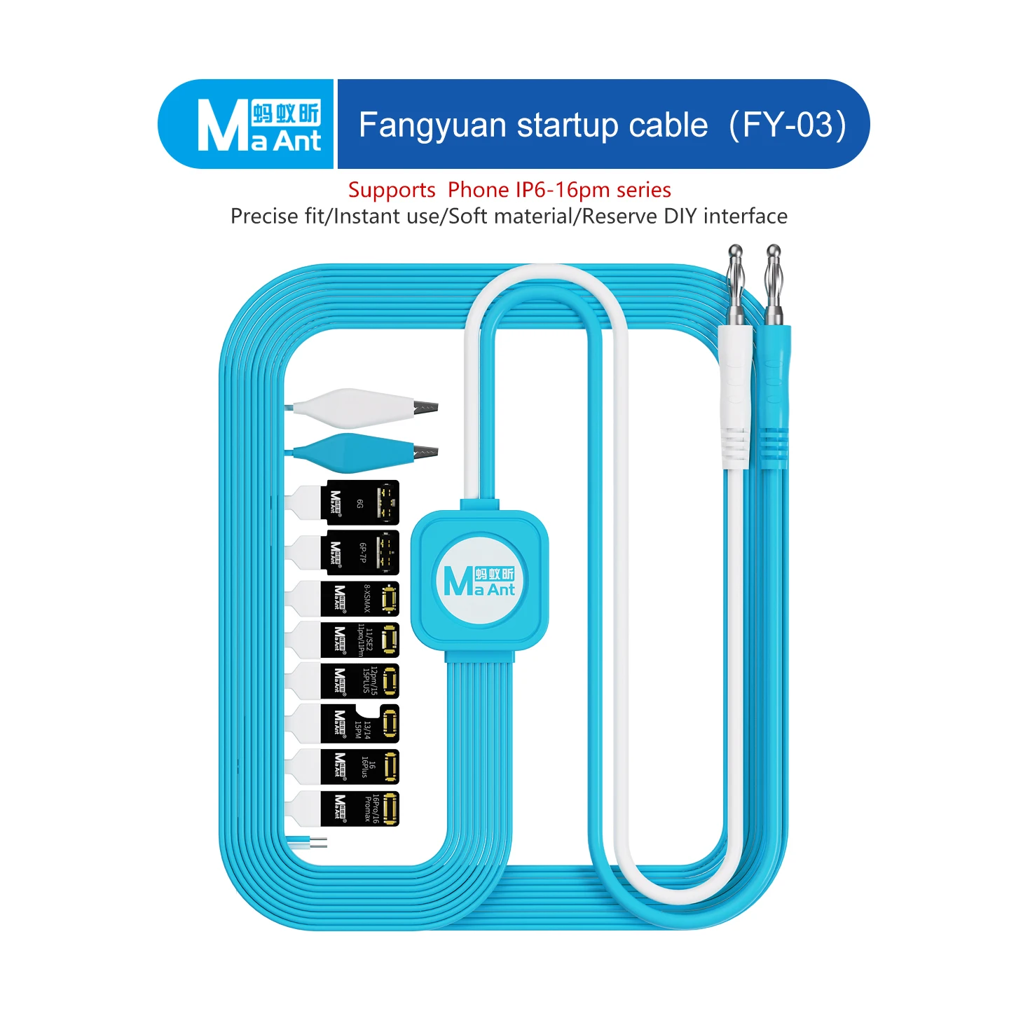 

MAANT FY-03 Fangyuan Стартовый кабель для телефона 6-16 мАч Утолщенный медный сердечник Тестовый кабель для ремонта телефона Загрузочный кабель