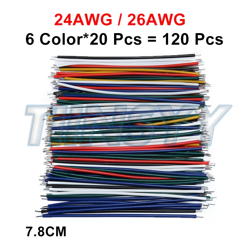120PCS 26AEG 24AWG Tinned Wire Set Electronic Wire 6 Color Jumper DIY Kit for PCB Breadboard Cable Wires