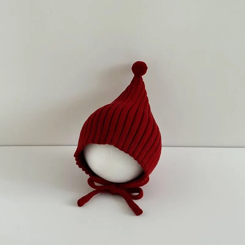 0-24M Baby Beanie Neugeborenen Elf Hut Frühling Herbst Gestrickte Winddicht Warme Earflap Kappe Mit Pom Pom – Detail 15