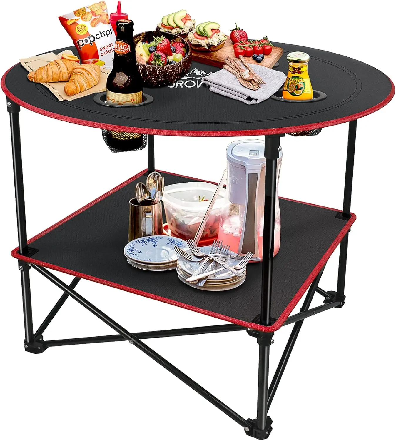 

Foldable Camping Table with 4 Cup Holders, Lightweight Waterproof Outdoor Picnic Table for Beach, Fishing, Hiking, Tailgating –