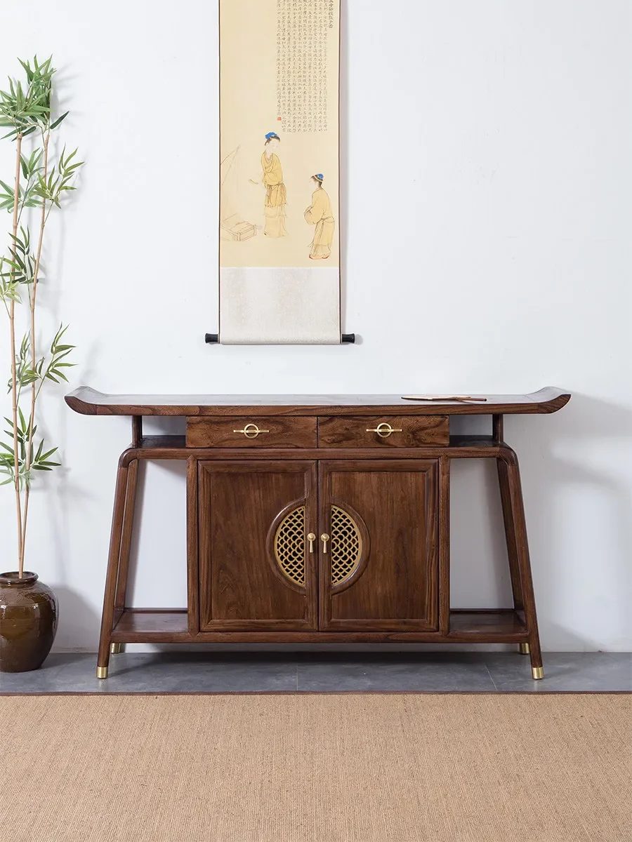 Entrance Cabinet Solid Wood Entrance Table Entrance Cabinet Walnut Bar Table Zen Decoration End View Platform