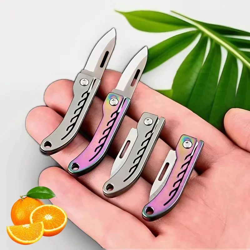 Titanium Alloy Mini Folding Knife Made of High Hardness Steel for Quick Opening, Portability, and Strong Practicality