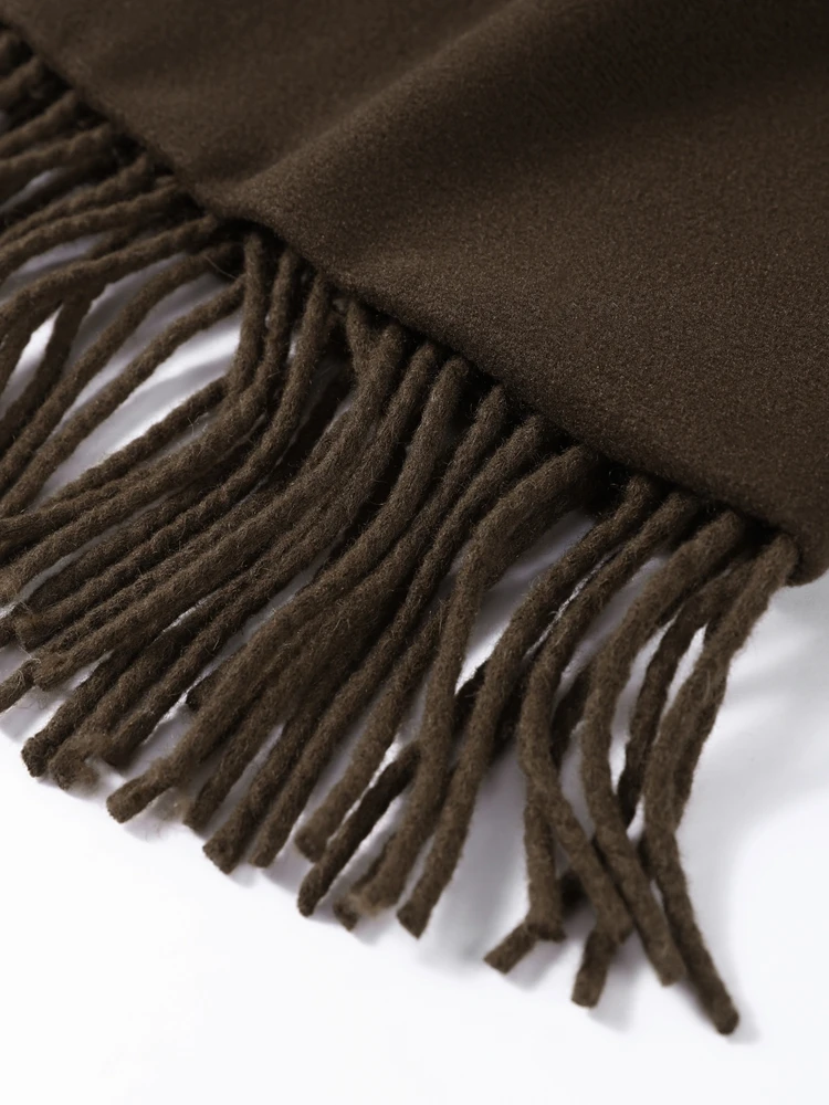 

Blend Felt Fur Coat Women Tassel Hem Lace Up Outerwears V-Neck Turn-Down Collar Women's Winter Jacket Elegant Jacket For Ladies