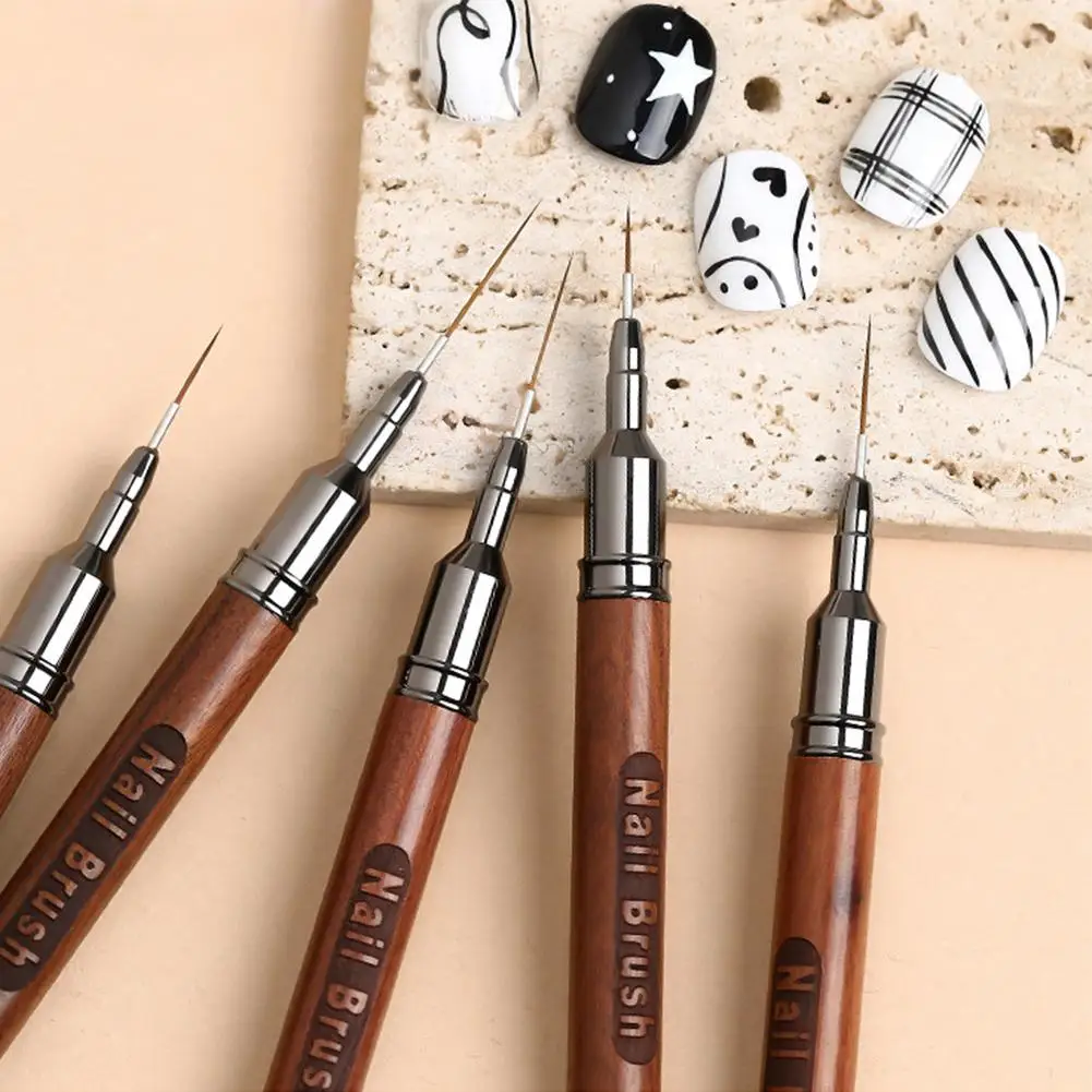 Nagelborstel Houten handvat Gel Nail Art Liner DIY Schilderborstel Tekenlijnen Streep Bloem Schilderpen UV Gel Manicure Salon Tool