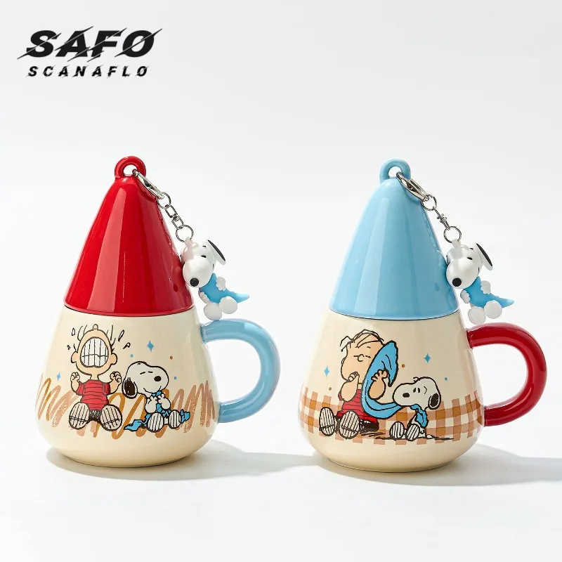 New Snoopy Ceramic Cup with Lid Pendant Cartoon Cute Water Cup Creative Birthday Gift for Friends