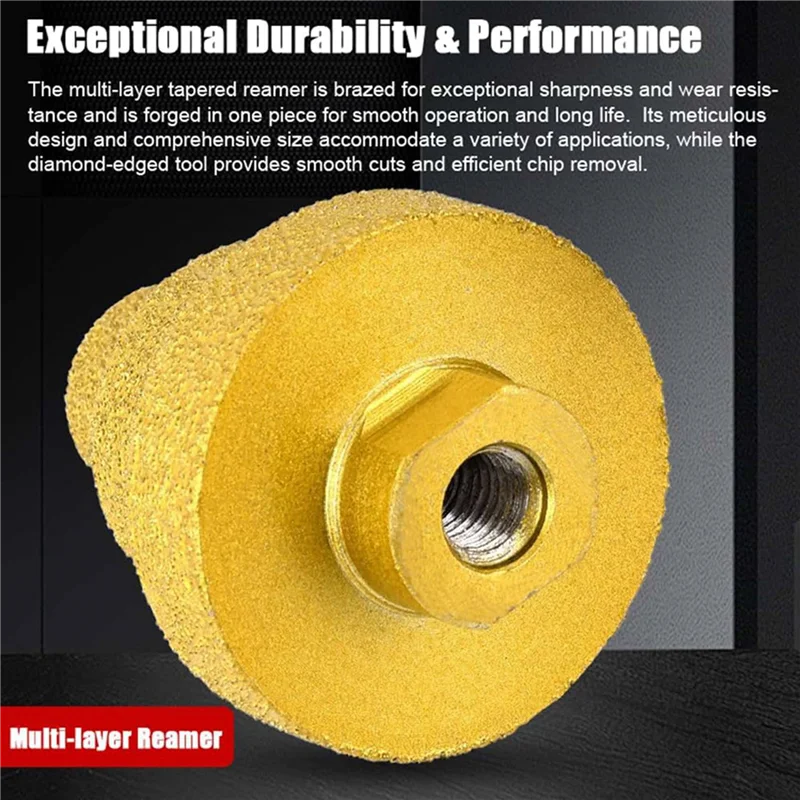 

A88E-3Pc 20-35-50Mm Diamond Chamfer Drill Bit Angle Grinder Saw M10 Thread For Enlarge Marble Tile Masonry Concrete Porcelain