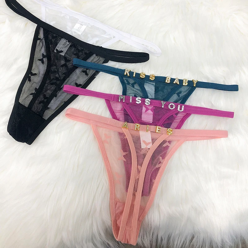 Custom Thong Underwear For Girlfriend Name Letter Bikini Lace G-string Sexy Women Personalized Customized Panties Birthday Gift