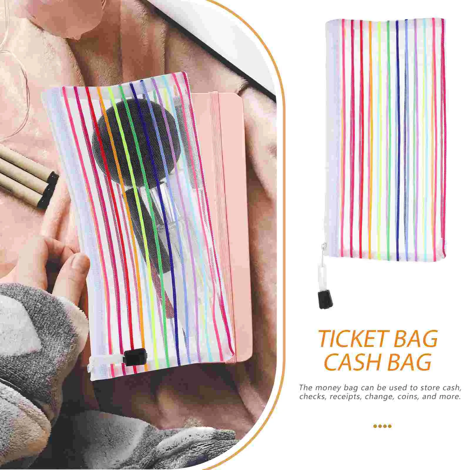 6 Pcs Oxford Cloth Receipt Bag Stationery Storage Zippered Bags Organization Pen Pencil