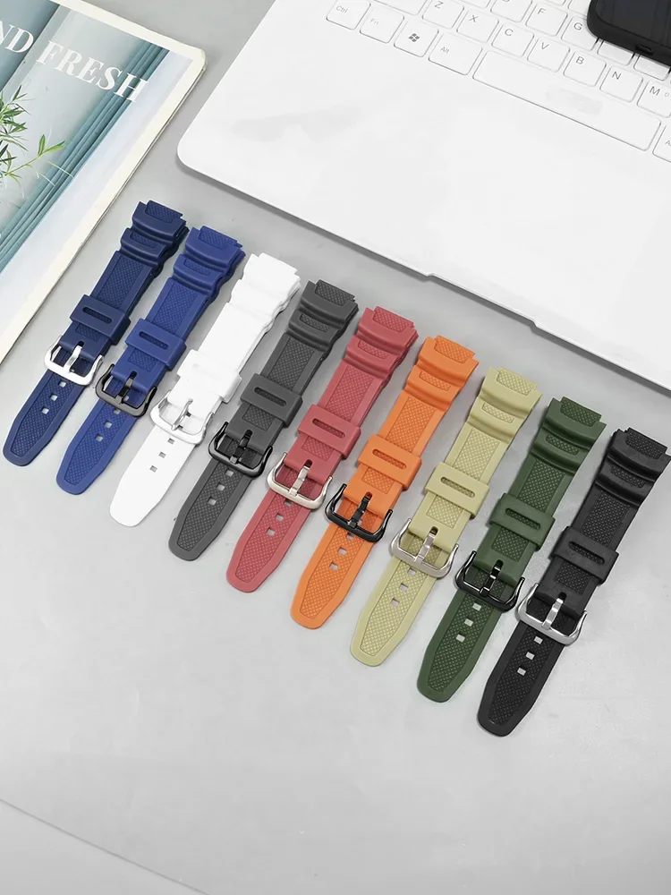 Compatible with C-asio Resin Rubber Watch Strap SGW-300/400/500 MCW-200H Men's Silicone Strap 18