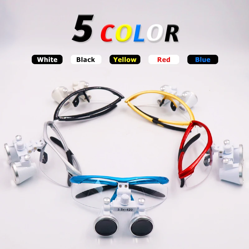 3.5X420mm Medical Dental Magnifier Light With Headlight Light Power With Adjustable Lamp Lab Medical Loupes Magnification Binocu