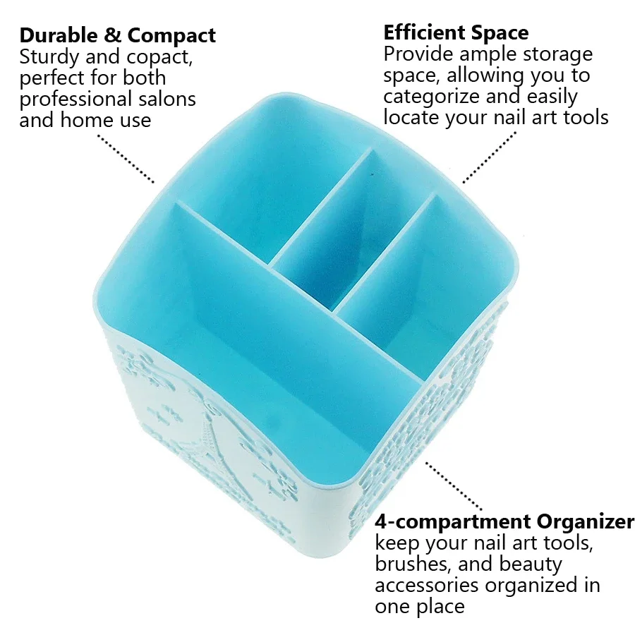 Nail Art Pinselhalter mit 4 Fächern, Aufbewahrungsbox für Make-up-Pinsel, Aktenpuffer, Nagelwerkzeuge, Nageldisplay-Halter