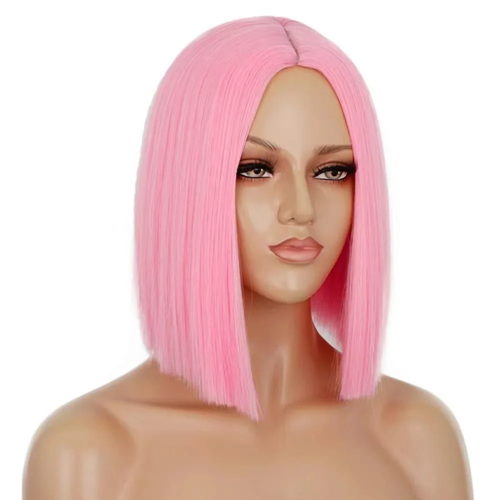 Exquisite nature red medium to long straight hair wig, suitable for travel, Halloween gift