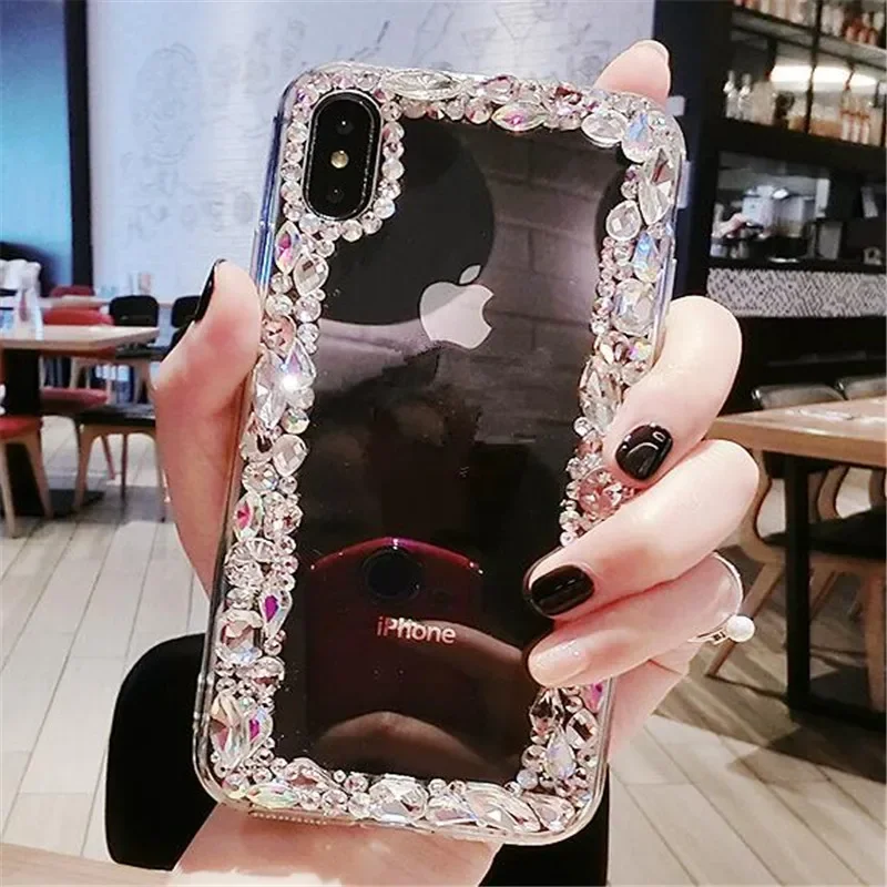 

Luxury Funds Capa Bling Diamond Rhinestone Crystal Clear Soft Case Cover For iPhone15 11 12 13 14pro max XS MAX XR 16 Plus Coque