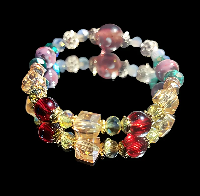 

Fashion Jewelry Boho style Handcrafted Rainbow Crystal Bracelet Purple Glass Beads Gift for Girls and Women Creativity Boost