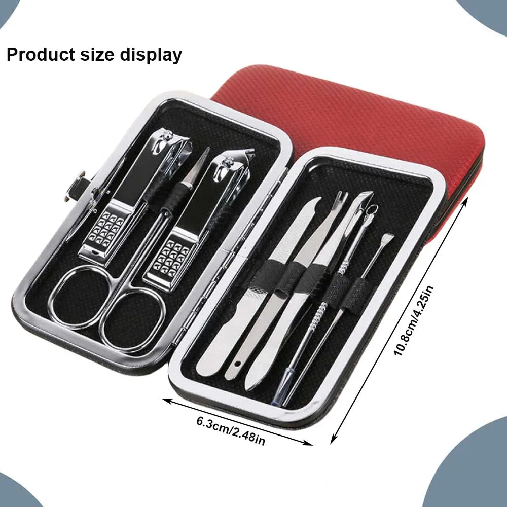 Ensemble de manucure et pédicure, coupe-ongles, manucure en acier inoxydable, Kit de toilettage professionnel, outils de soins des ongles, 7-8 pièces