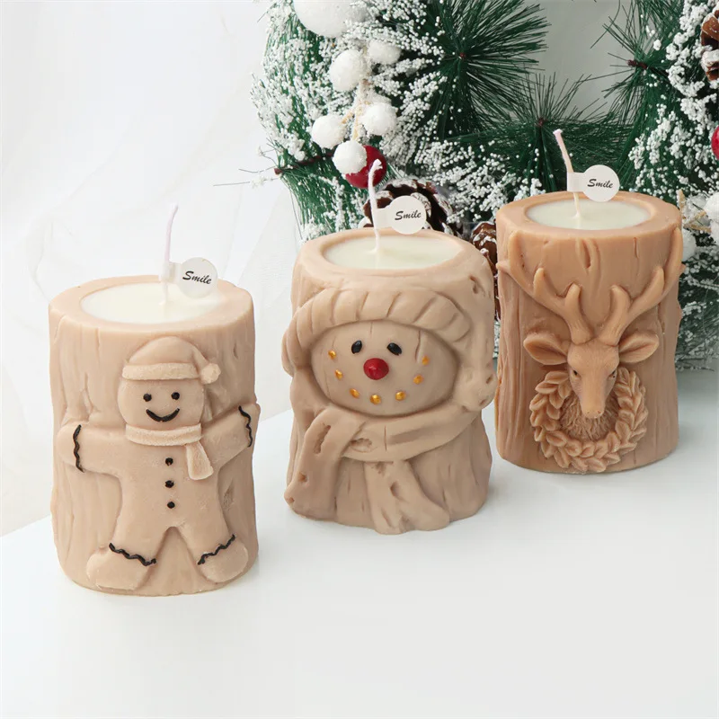 Molde de silicona en relieve navideño para velas hechas a mano, yeso, jabón, resina epoxi, decoración de Chocolate, yeso, hielo, molde para hornear DIY