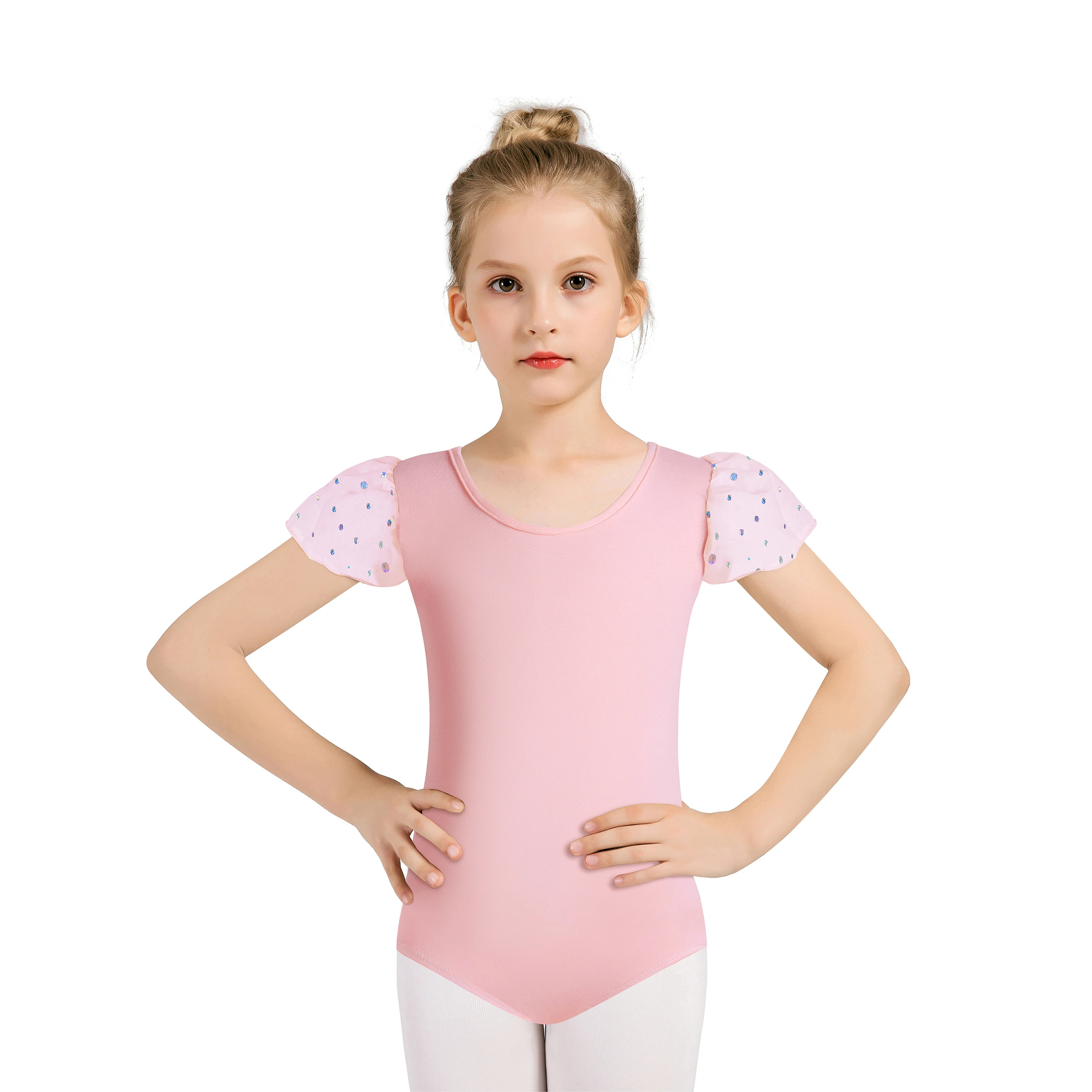 Girls Dance Ballet Leotards Short Sleeve Butterfly back