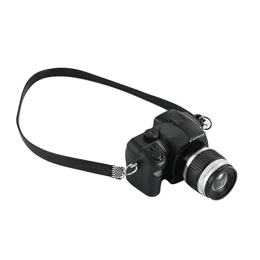 Fashion Creative Simulation Black SLRa Miniature Model Camera Keychain Cartoon Mini Camera Toy Pendant Desk Decoration Propertie