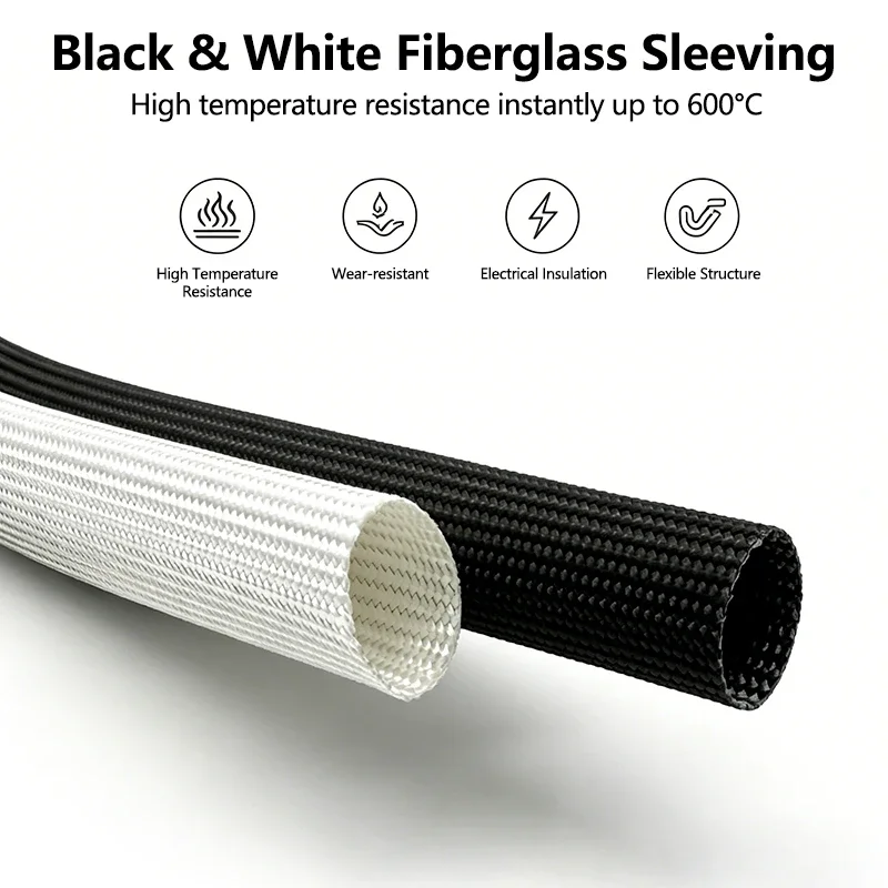 ID1-30mm Fiberglass Sleeve 600Deg.C  Flame Retardant Insulation for Industrial Wires Cables And Electrical Equipment Protection