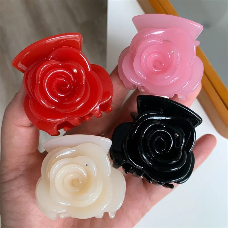 Muweordy New Rose Flower Hair Clip Acetate Claw Clip Jelly Color Crab Hair Clip Hair Shark Clip Hair Accessories for Women Girls