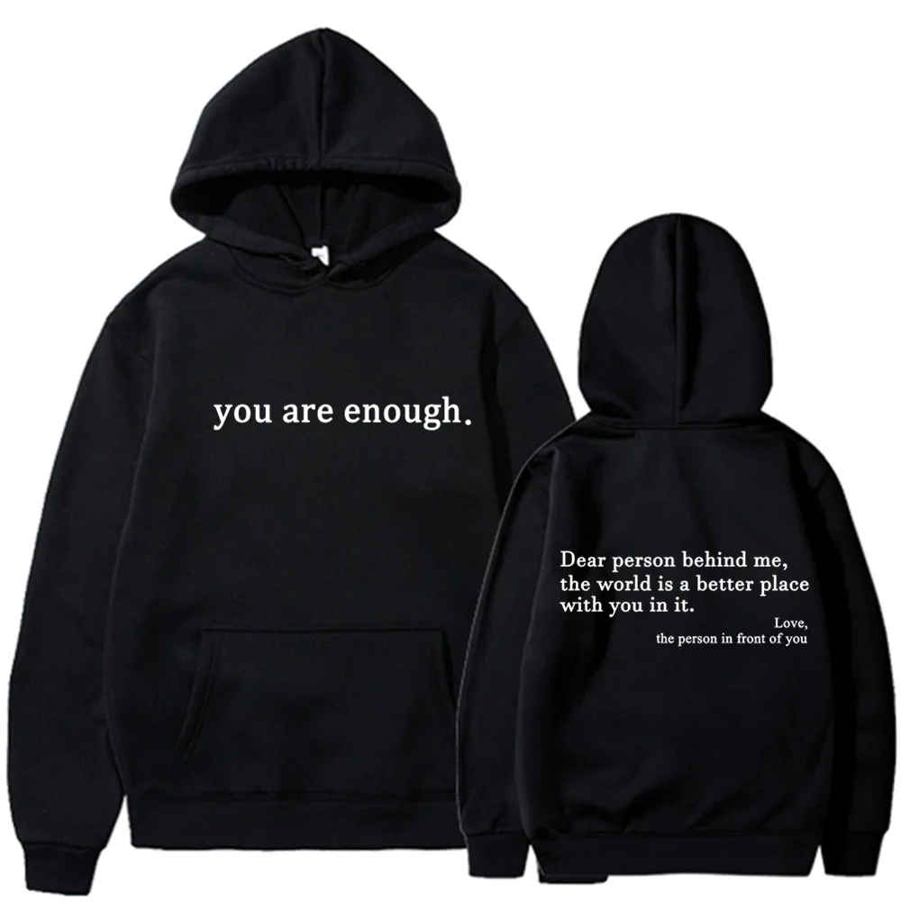 

Deer Person Behind Me Slogan Plus Size Hoodies Women Cotton Hoodie With Pocket Unisex Sweatshirts Warm Soft Pullover Long Sleeve