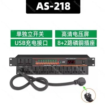8+2 Professional Filtering Power Sequencer, Home KTV Performance Conference Cabinet Power Socket Manager