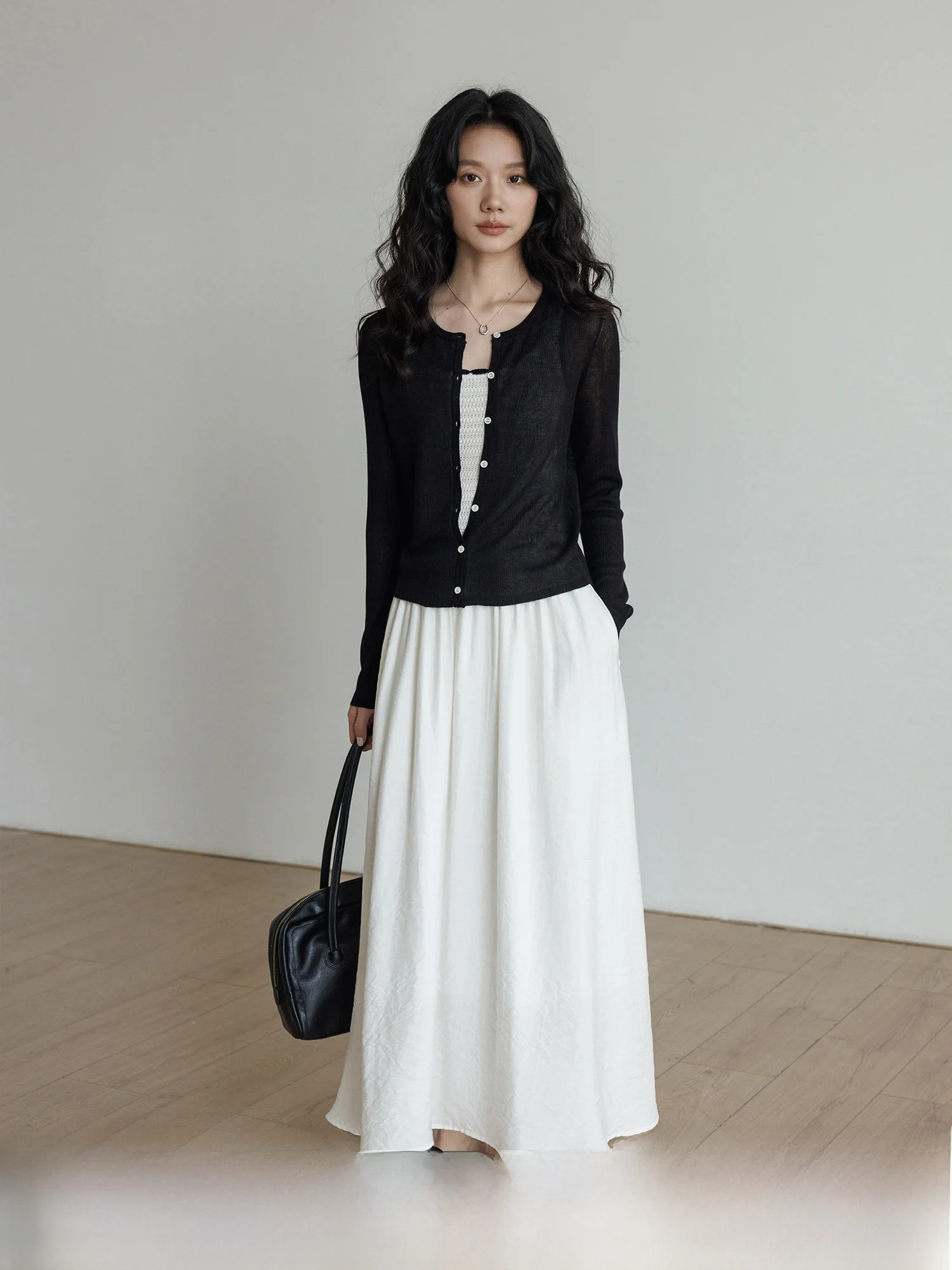 

Spring round Neck Silk Linen Knitted Open Cardigan Women Soft Lazy Outerwear 2026 New Style Casual Loose Fit Long Sleeve Shirt