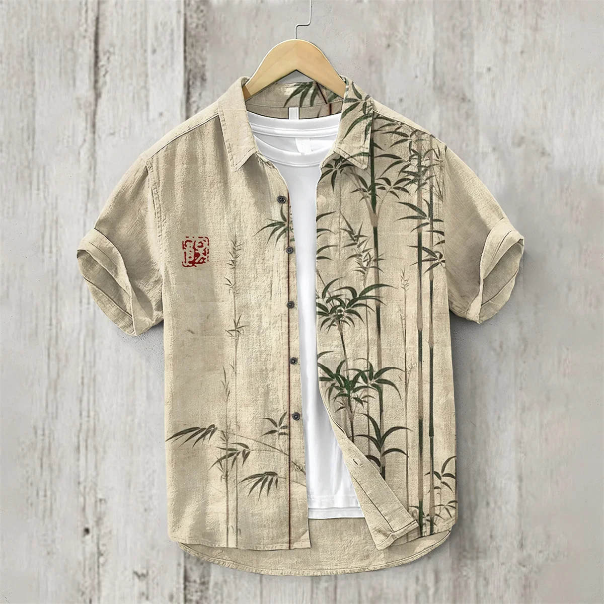 Men's Hawaiian Style Retro Fish Print Short Sleeved Beach Shirt, Casual Linen Top, Loose and Breathable, Fashionable, New