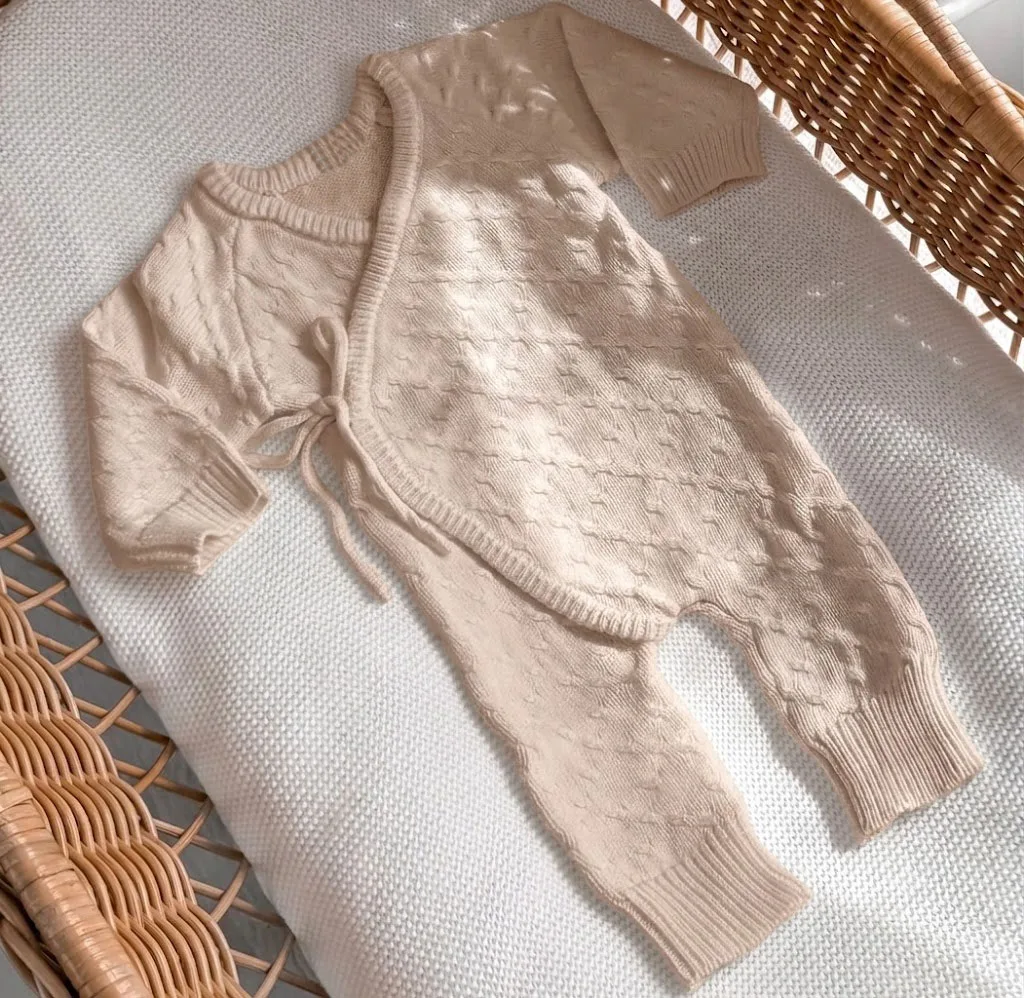 0-6M Baby Sweater Romper Wrap Side-Tie Long Sleeve Knit Bodysuit Fall Winter Clothes Knitwear