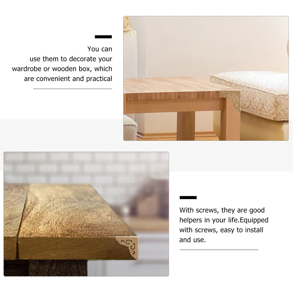 

4Pcs Copper Corner Guards Metal Protectors for Jewelry Box Wooden Cabinet Retro Box Corner Brackets Decorative Safety