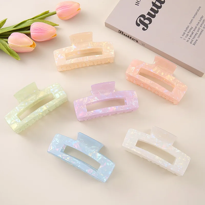 

1 шт. Большая прямоугольная заколка-краб с блеском для женщин, очаровательный переливающийся дизайн, модный аксессуар, новинка для девочек, повседневный головной убор для образов на каждый день