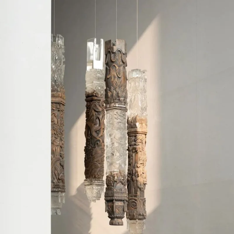 Modern interior abstract wood carving luxury transparent home decoration resin transparent sculpture