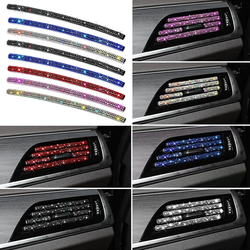 Car Diamond-encrusted Air Outlet Decorative Strip with Drill Car Interior Air-conditioning Port U-shaped Rhinestone Clip Strip