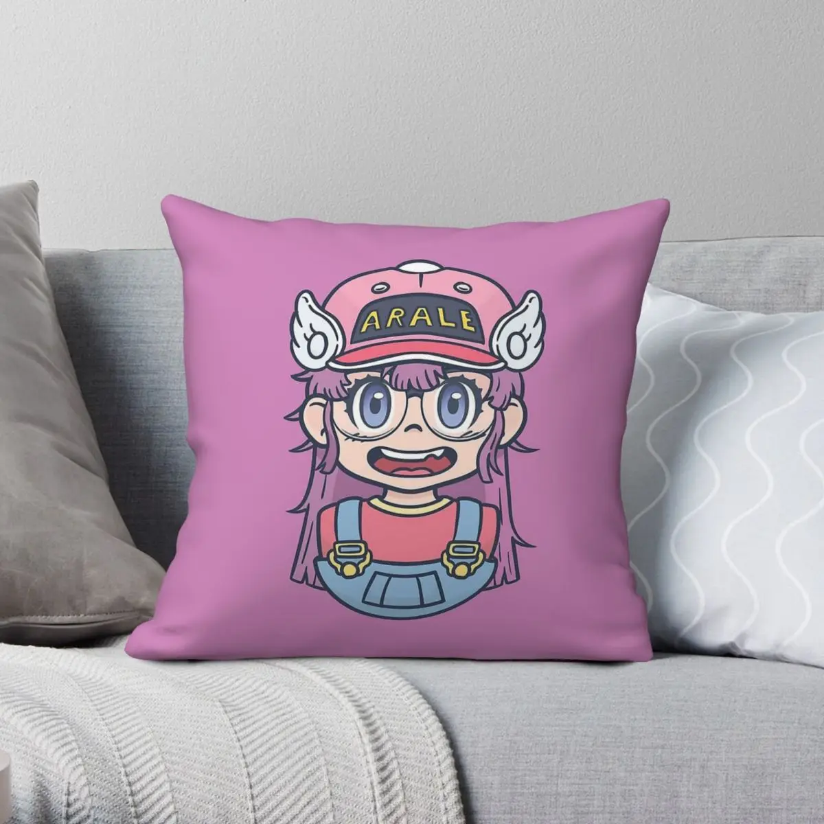 Arale Norimaki Square Pillowcase Polyester Linen Velvet Creative Zip Decorative Throw Pillow Case Bed Cushion Cover