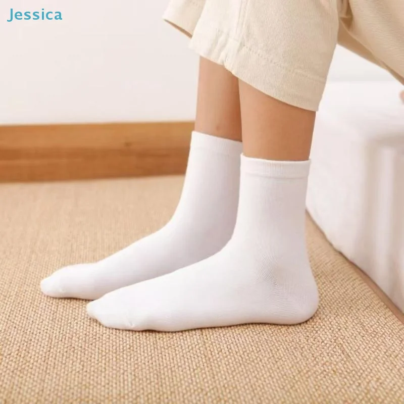 ♥Black/white/gray Solid-color Mid-calf Spring And Autumn Business Casual Breathable Versatile Simple Sports Socks