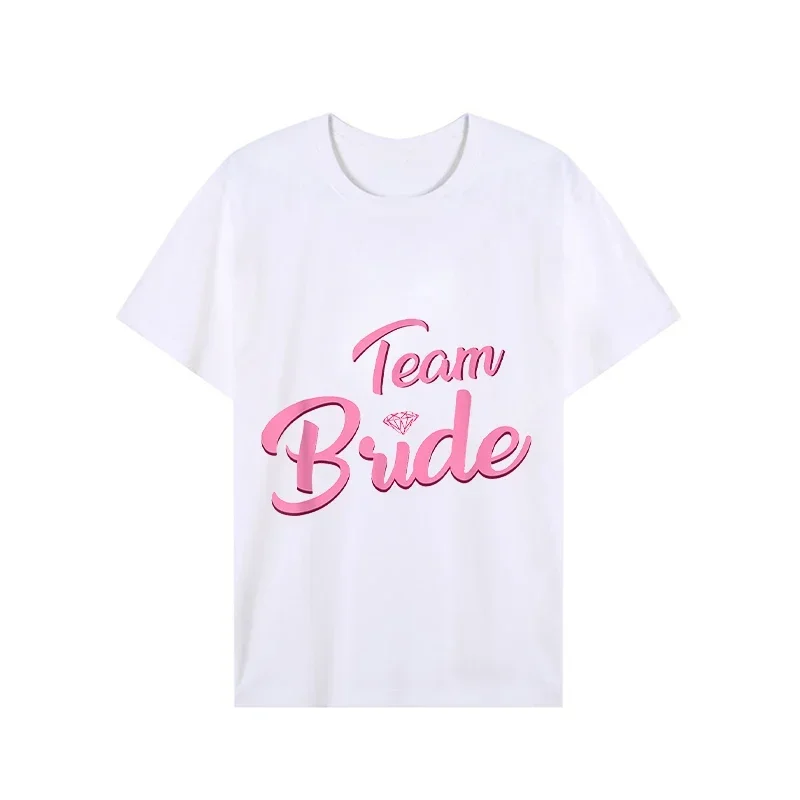 Camisetas del equipo de la novia para dama de honor, camisa informal de manga corta para despedida de soltera, Verano