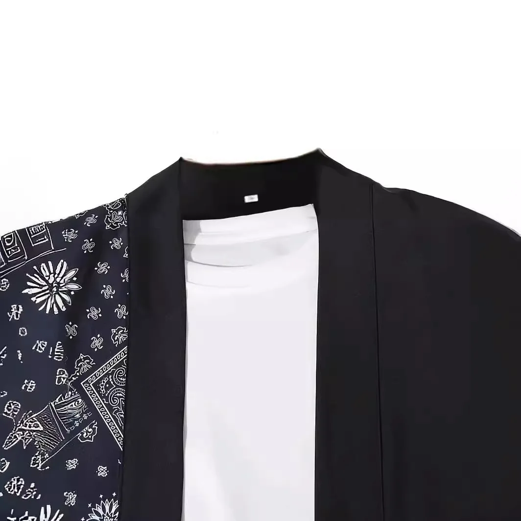 قميص كيمونو ياباني مطبوع عليه حروف للرجال صيفي خفيف الوزن على الطراز الصيني ملابس تقليدية للكبار قمصان فضفاضة مفتوحة من الأمام