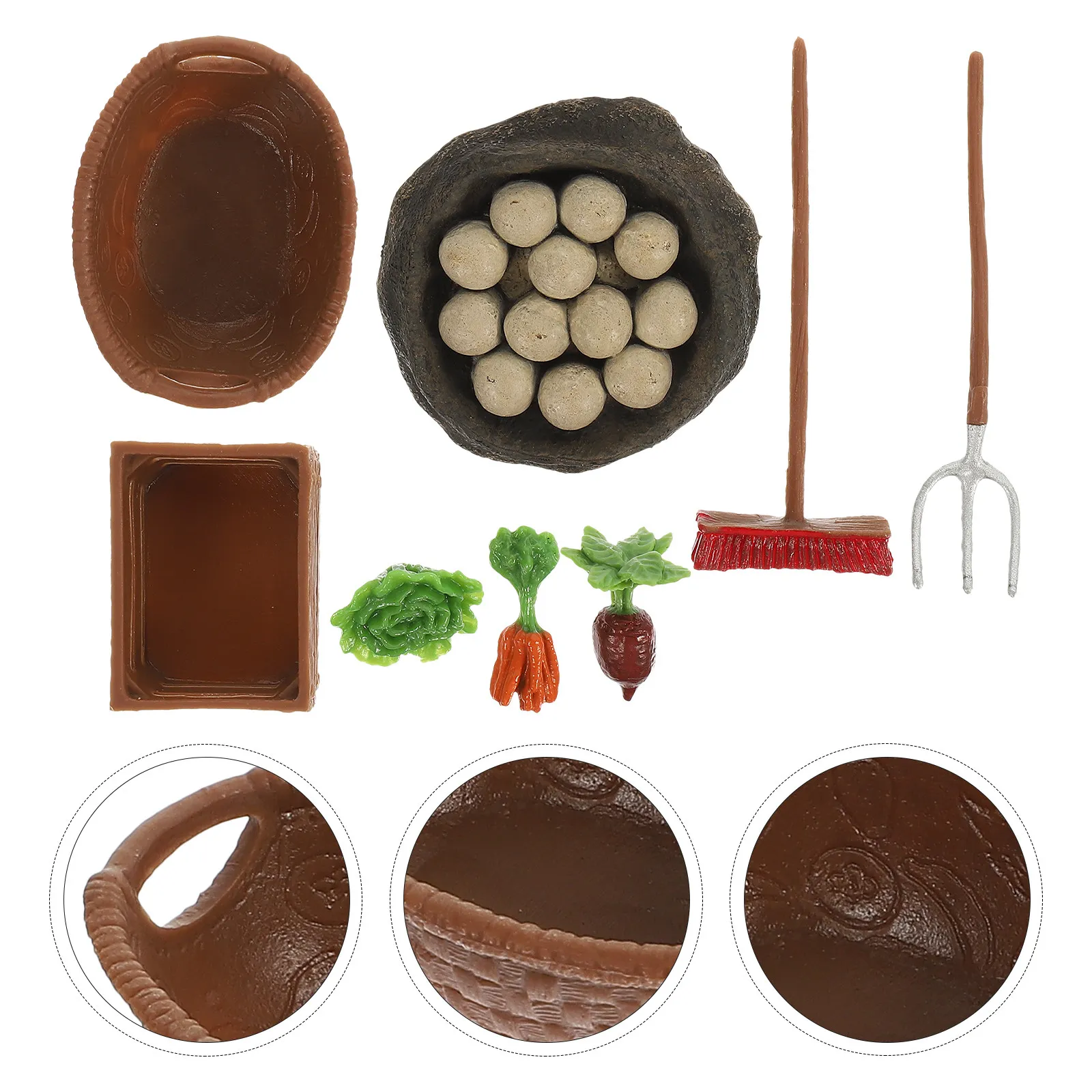 

1Set Lifelike Farm Tool and Vegetable Props with Dinosaur Egg Simulation for Sand Table Landscaping Creative Kids Playset