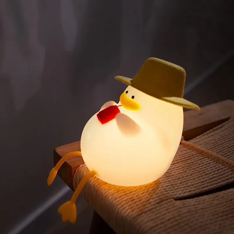 Cute Duck Night Light Funny Table Lamp Kids Birthday Gift Bedroom Bedside Decorations Children's Night Light Timing Lighting