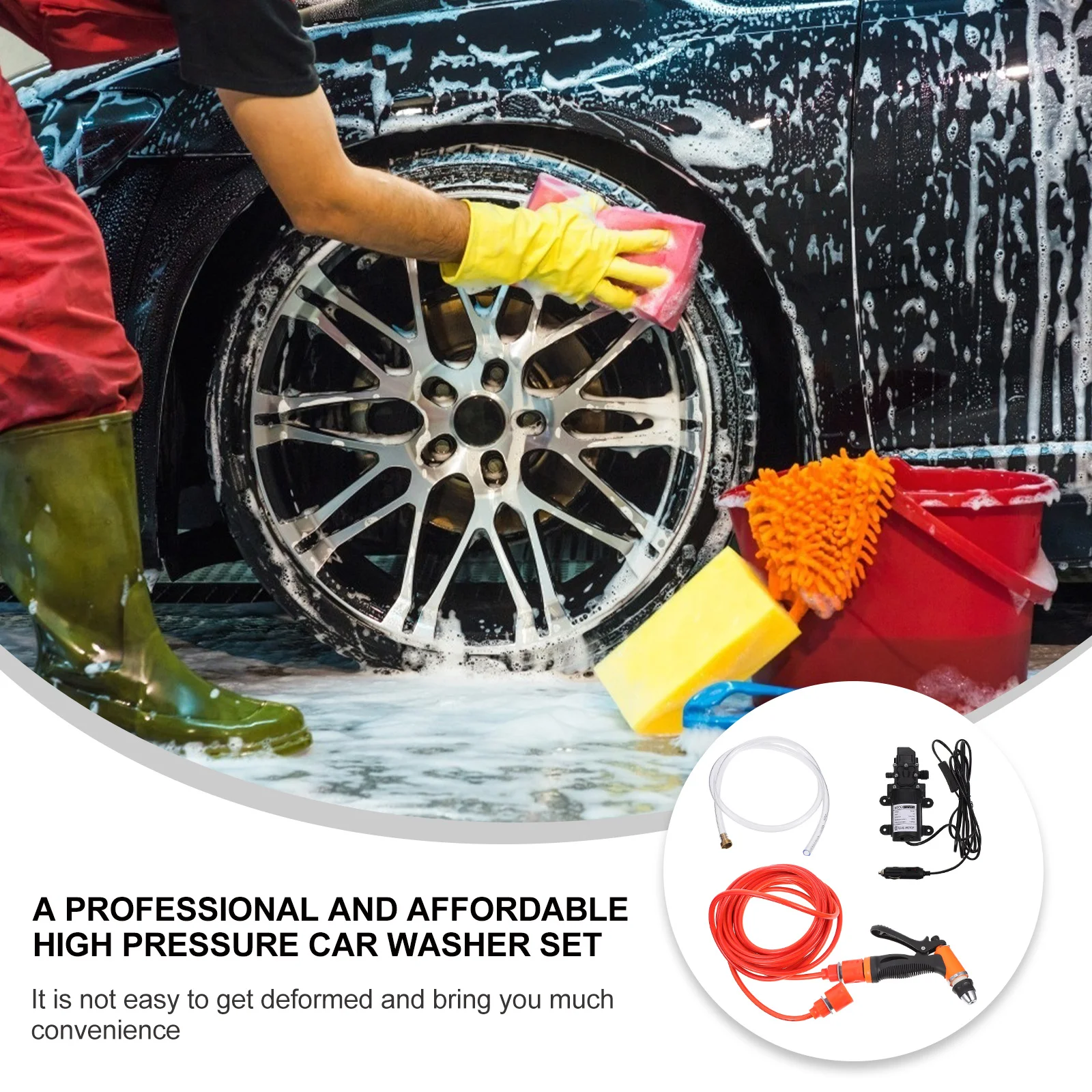 

1Set Car Washer Pump Paint-Preservation Water Pressure Design Power Failure Protection Compact Electric High Pressure Washing