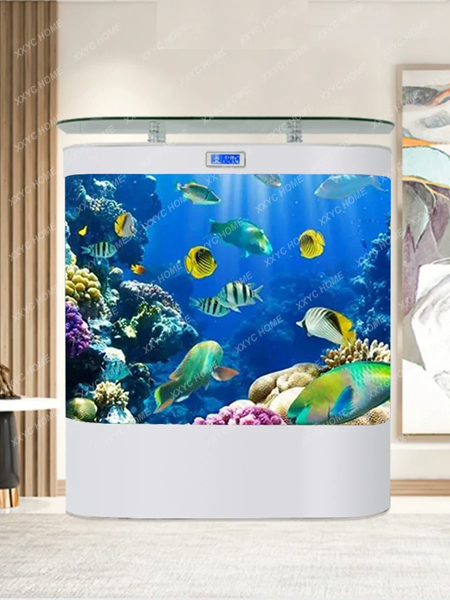 

Fish Tank Living Room Super White Glass Smart Wall Floor Aquarium Change Water