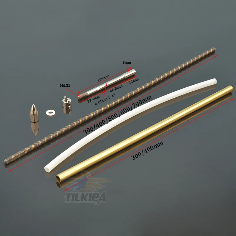 6.35 مللي متر 1/4 ''المرنة كابل + 6.35 مللي متر الدعامة رمح أنبوب النحاس الأنابيب البلاستيكية محرك الكلب الدعامة الجوز طوقا/مجموعة ل RC قارب الغاز