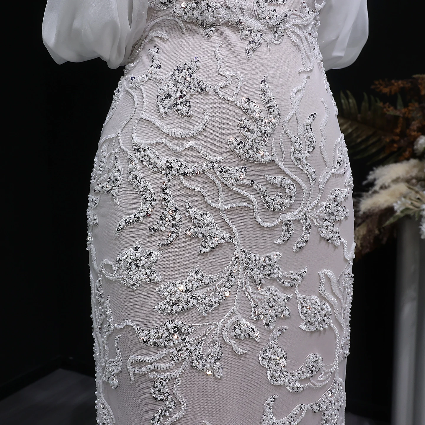 Sharon Said Elegantes Schulterfreies Abendkleid Meerjungfrau Perlenbesetztes Rückenfreies Ballkleid für Hochzeitsfeier SS622 Maßanfertigung – Detail 12